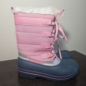 Wonder Nation Girl's Pink Snow Winter Faux Fur Boots Size 3